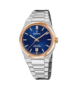 Horloge Rivé Swiss Made Blue & Rose-gold