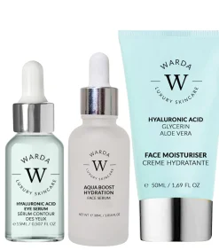 HUIDHYDRATATIE BOOST HYALURONZUUR BEVOCHTIGINGSCRÈME 50ml + HUIDHYDRATATIE BOOST HYALURONZUUR OOGSERUM 15ml + Aqua boost Hydraterend gezichtsserum 30ml