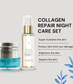 Hydrozuur & Collageen Anti-Aging Serum - 60ml + Marine Collageen Nachtreparatie Crème 50ml