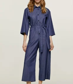 Indigo katoenen jumpsuit