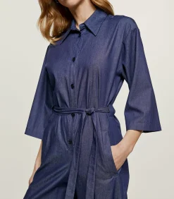 Indigo katoenen jumpsuit