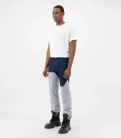 Jacquard tweekleurige denimbroek