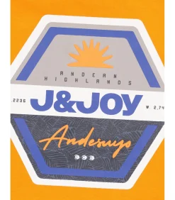 Jongens T-shirt met lange mouwen, oranje, met logo op de borst