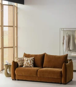 Jonne 3-Zits Slaapbank - Chennile - Bruin - 92x233x105