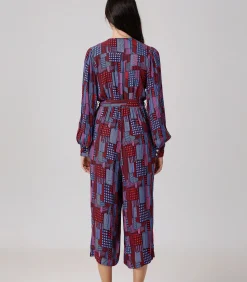 Jumpsuit met grafische print en V-hals