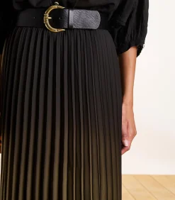 Kaki geplooide lange rok