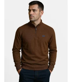 Kaki herentrui met ritskraag