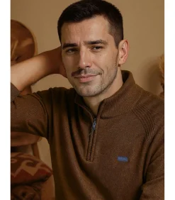 Kaki herentrui met ritskraag