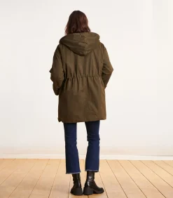 Kaki parka halflange capuchon