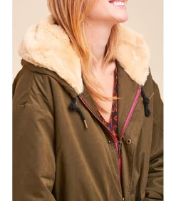 Kaki parka halflange capuchon