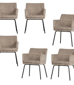Kam Eetkamerstoelen - Polyester - Zand - Set van 6