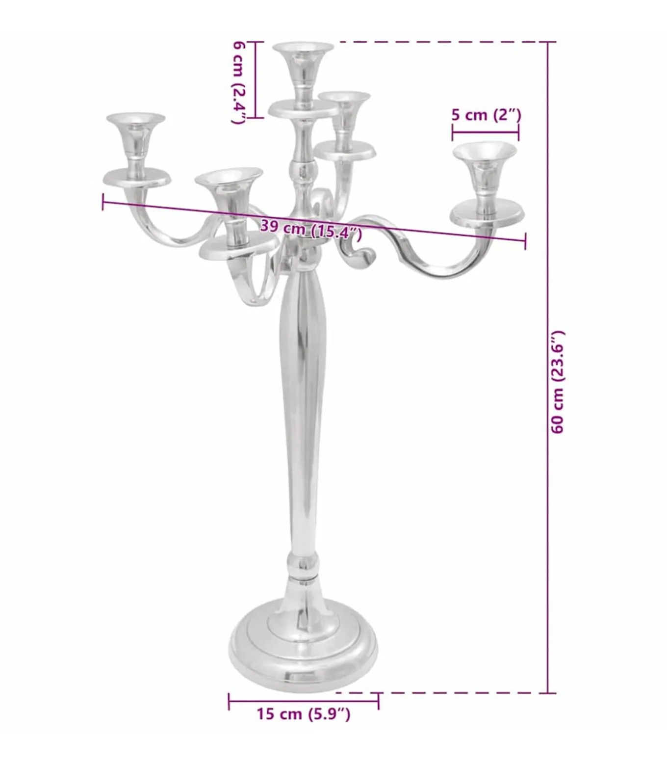 Kandelaar Zilver 39 x 39 x 60 cm Aluminium