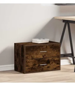 Kast met 2 lades 60x31x40 cm bewerkt hout gerookt eikenkleurig