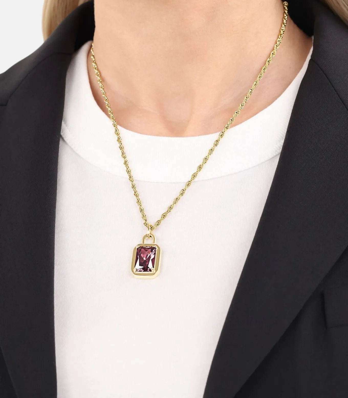 Ketten mit Anhänger voor dames, roestvrij staal, zirkonia