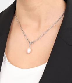 Ketten mit Anhänger voor dames, roestvrij staal, gekweekte zoetwaterparel