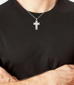 Ketting met hanger voor mannen, kruis van roestvrij staal