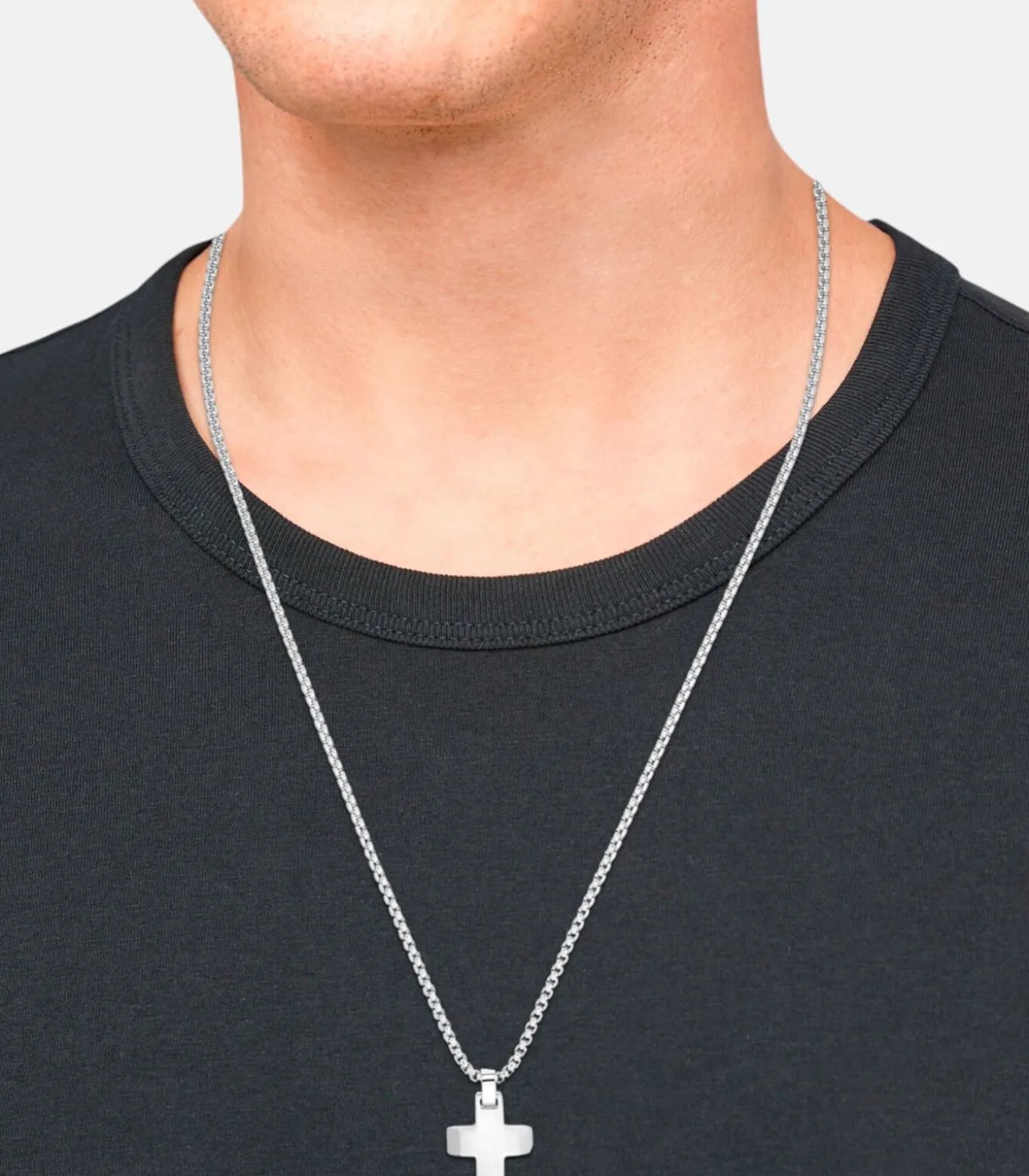 Ketting met hanger voor mannen, kruis van roestvrij staal