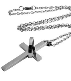 Ketting met Kruis en Ring Hanger - Staal