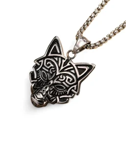 Ketting met Nordic Wolf Hanger - Zilver Kleurig - Staal