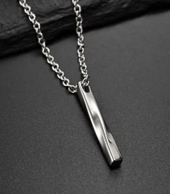 Ketting met Twisted Long Bar Hanger - Zilver Kleurig