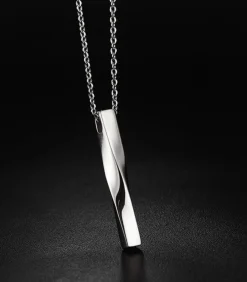 Ketting met Twisted Long Bar Hanger - Zilver Kleurig