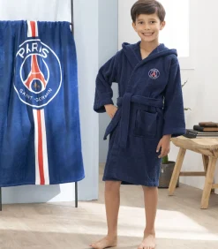 Kinderbadjas met kap en borduursel 100% katoen, PSG LINES