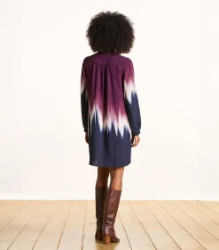 Korte bicolor jurk met tie & dye print