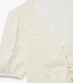 Korte Blouse V-hals Katoenmix