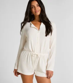 Korte geribde jersey onesie