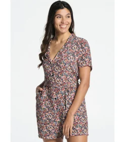 Korte Jumpsuit met korte mouwen en sjaalkraag