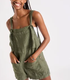 Korte kaki tuinbroek van linnen ANYA Hawston