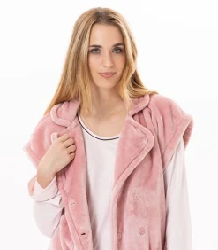 Korte mouwen jasje met knopen van pluche flanel ESSENTIEL H76A