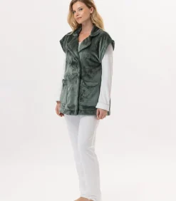 Korte mouwen jasje met knopen van pluche flanel ESSENTIEL H76A