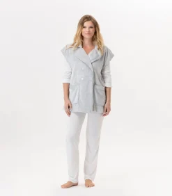 Korte mouwen jasje met knopen van pluche flanel ESSENTIEL H76A