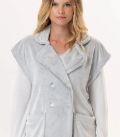 Korte mouwen jasje met knopen van pluche flanel ESSENTIEL H76A