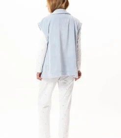 Korte mouwen jasje met knopen van pluche flanel ESSENTIEL H76A