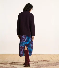 Korte pruimkleurige jas van boiled wool