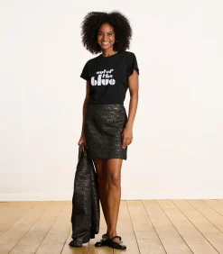 Korte zwarte jacquard rok