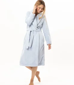 Kruislingse badjas van flanellen pluche ESSENTIEL H61B