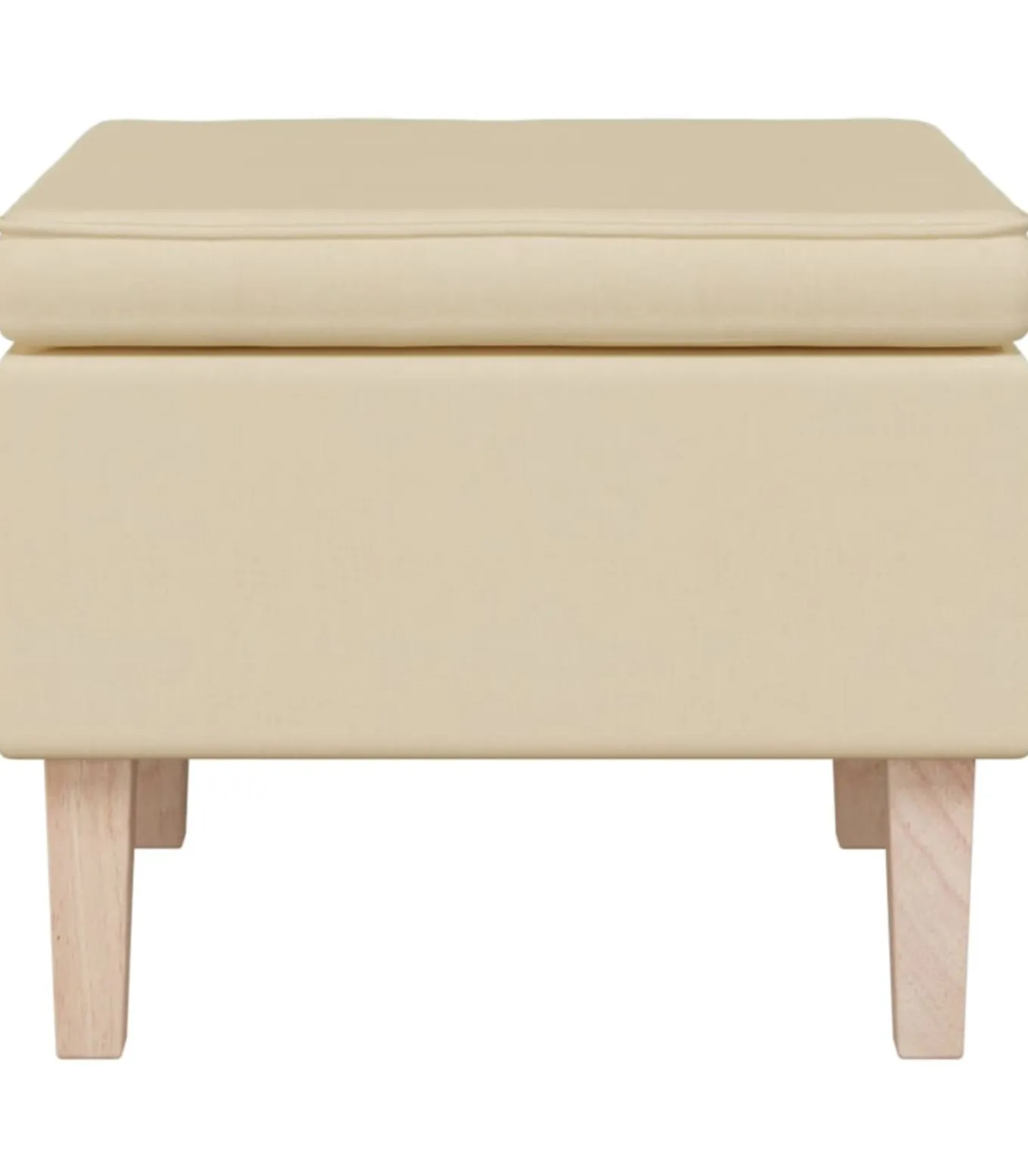 Kruk met houten poten stof crèmekleurig