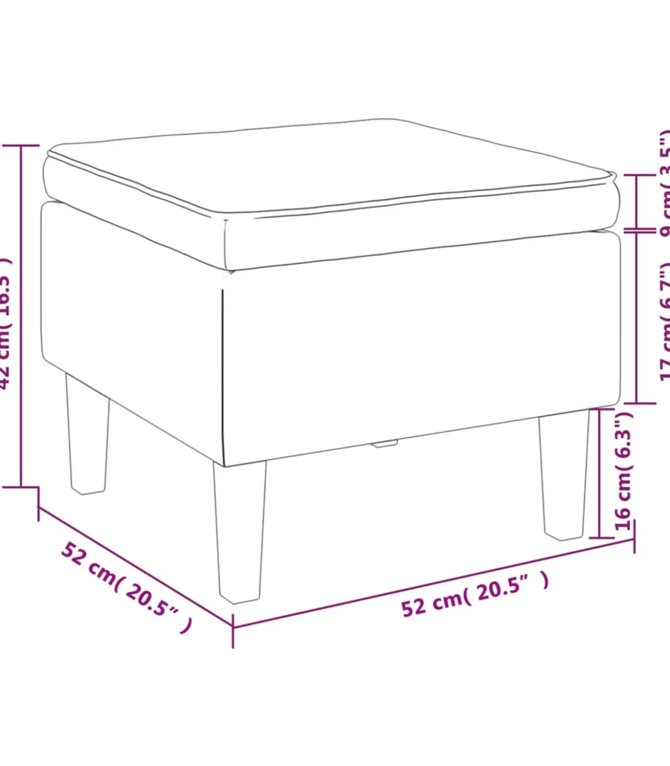 Kruk met houten poten stof crèmekleurig