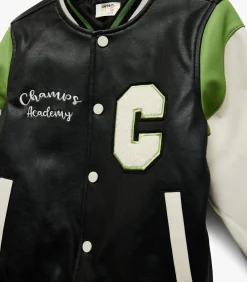 Kunstleren Collegejas voor Jongens met Aplikes en Zakdetails