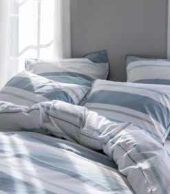 Kussensloop van gewassen katoenperkal, HORIZON BAYADÈRE