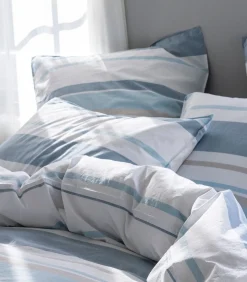 Kussensloop van gewassen katoenperkal, HORIZON BAYADÈRE