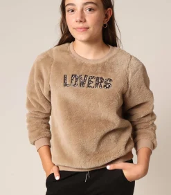 KYLERA - Sweatshirt van imitatiebont met "LOVERS"-borduursel