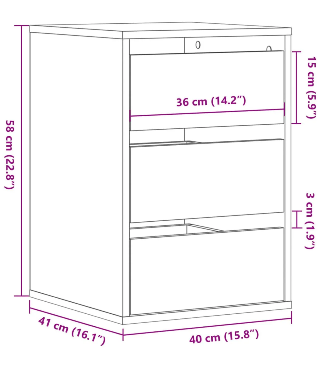 Ladekast 40x41x58 cm bewerkt hout sonoma eikenkleurig