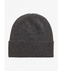 Lambswool blend ribbed beanie - charcoal marl