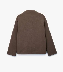 Lang Bruin Dubbellaags Blazer met Knoopsluiting