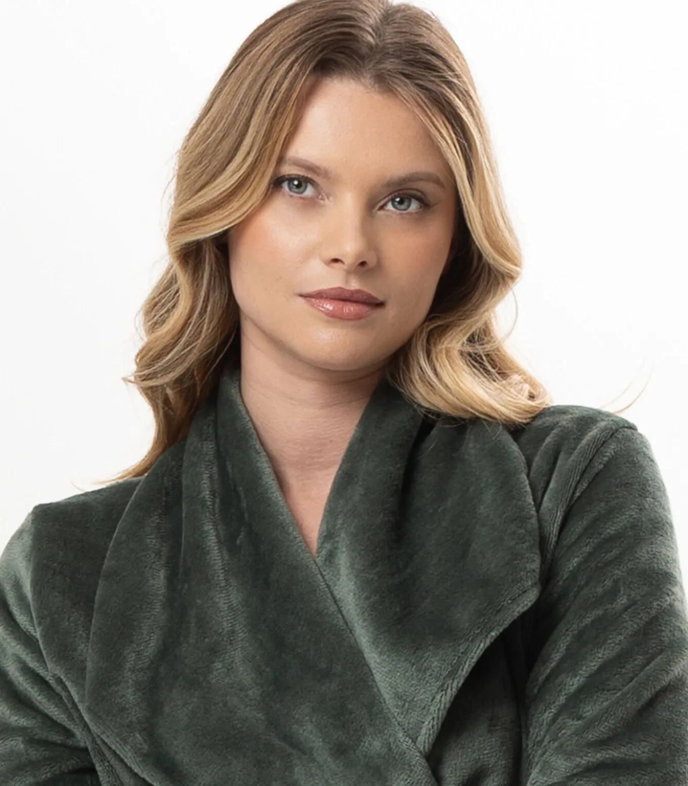 Lange badjas met overslag van flanellen badstof ESSENTIEL 169