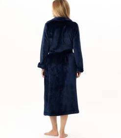 Lange badjas met overslag van flanellen badstof ESSENTIEL 169
